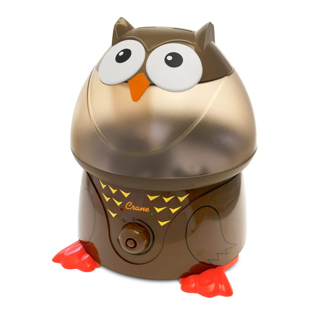Humidificateur d’un gallon Crane EE-8189 Oscar the Owl, avec coque en forme de hibou, pieds et molette de commande à l’avant