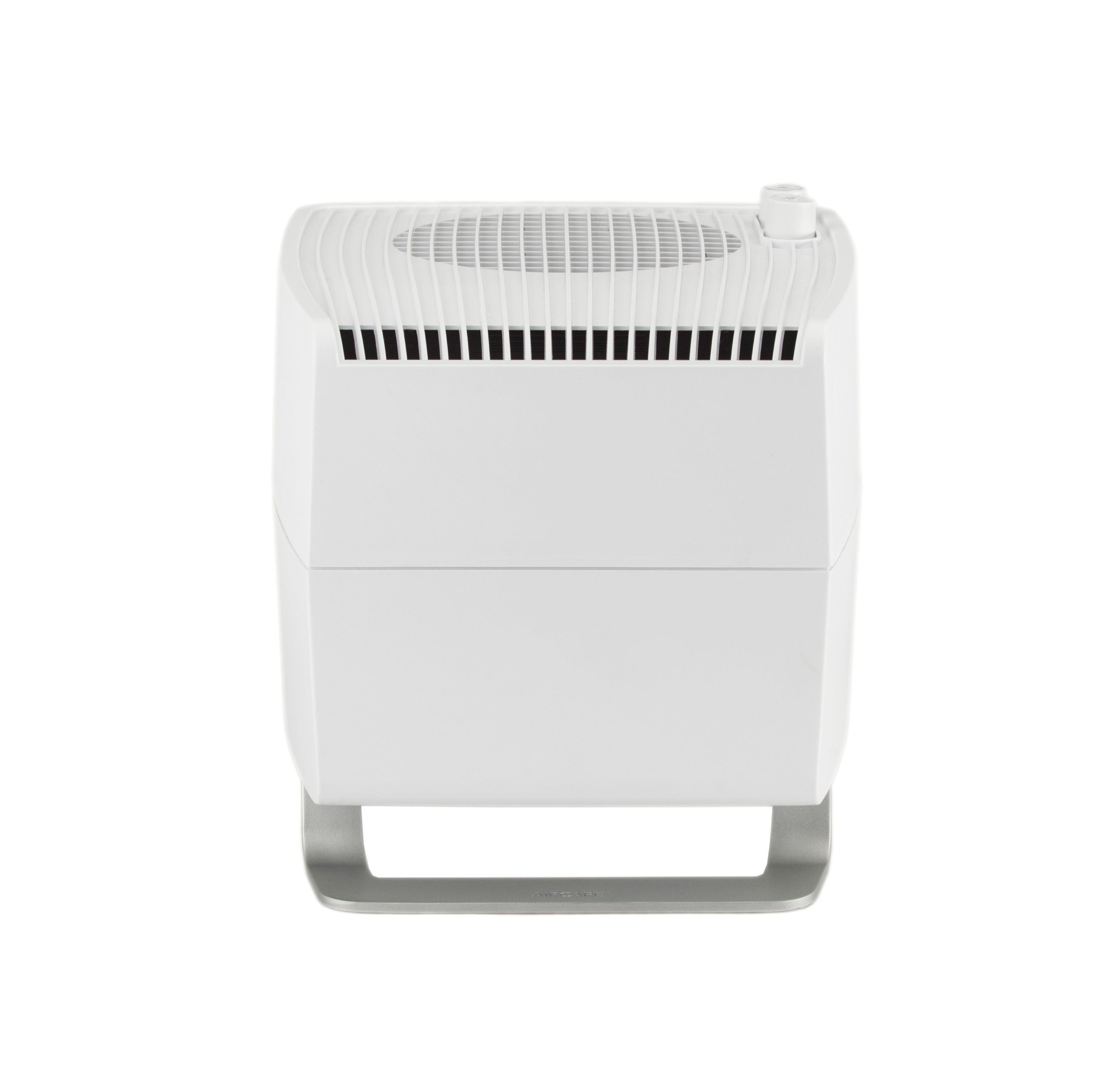 White AIRCARE Companion CM330AWHT evaporative humidifier with analog control dial and silver carry handle