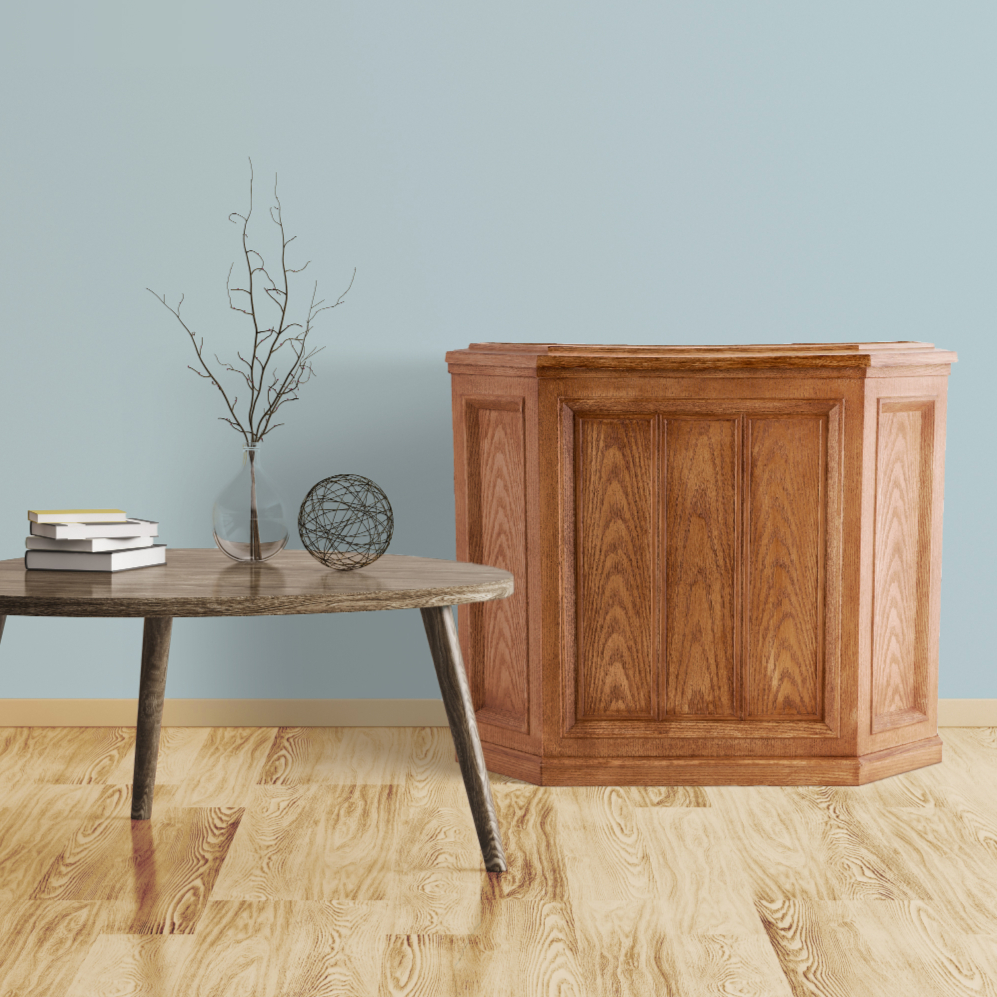 AIRCARE Credenza 696400HB wood-look evaporative humidifier console in a furnished room