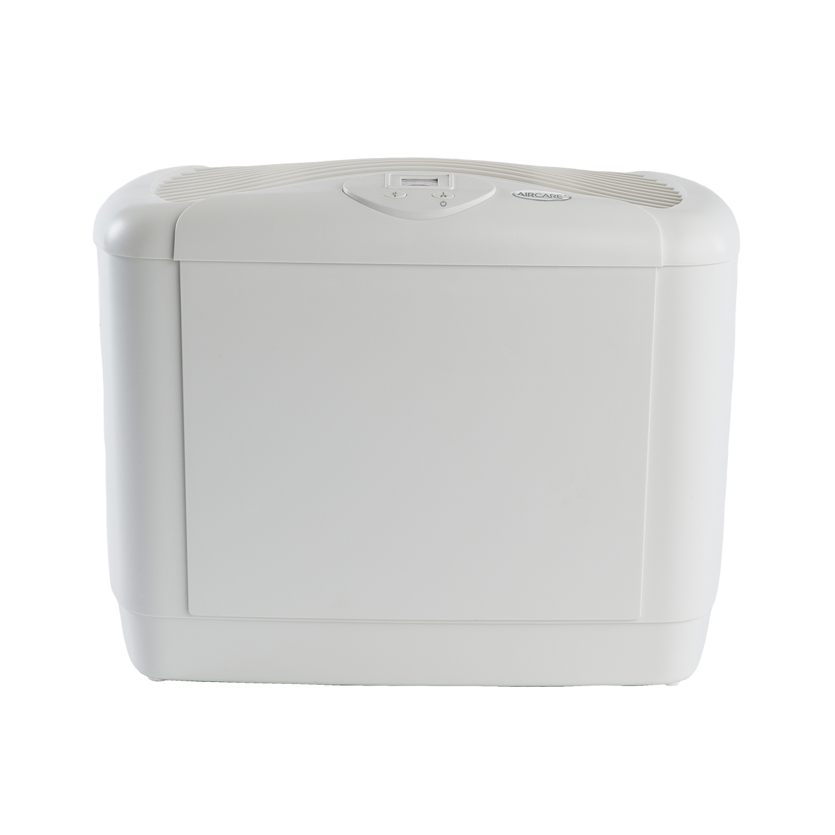 White AIRCARE Mini-Console 5D6700-series evaporative humidifier with a digital control panel and top air vents