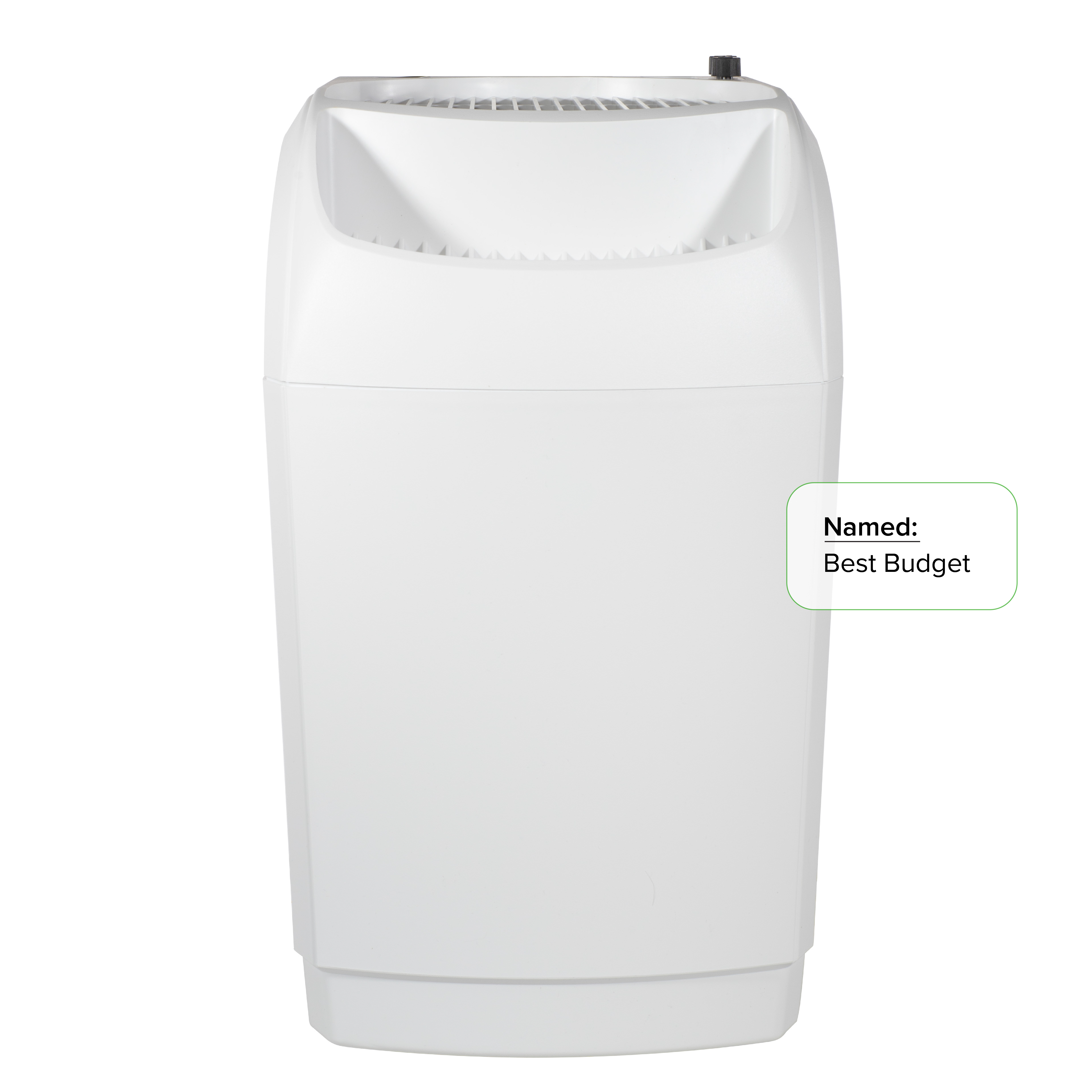 White AIRCARE SPACE SAVER 836000HB evaporative humidifier with analog controls, front view