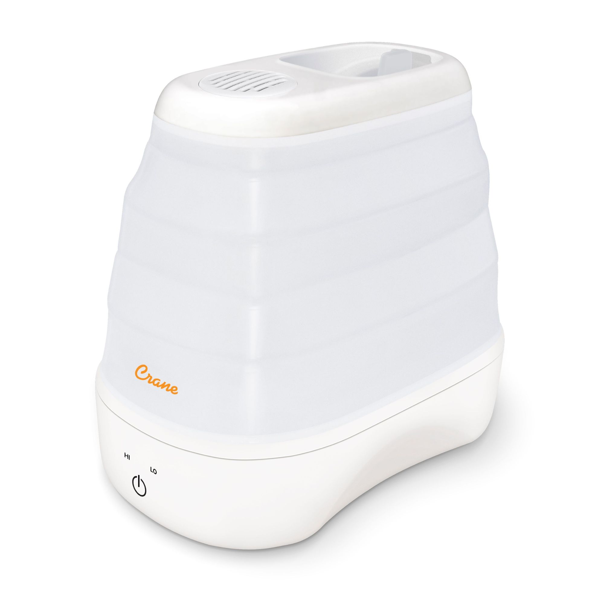 Crane EE-5957 full-unit product image: Crane EE-5957 1-Gallon Collapsible Warm Mist Humidifier, White; manufacturer image, with photo-versus-render status unspecified.