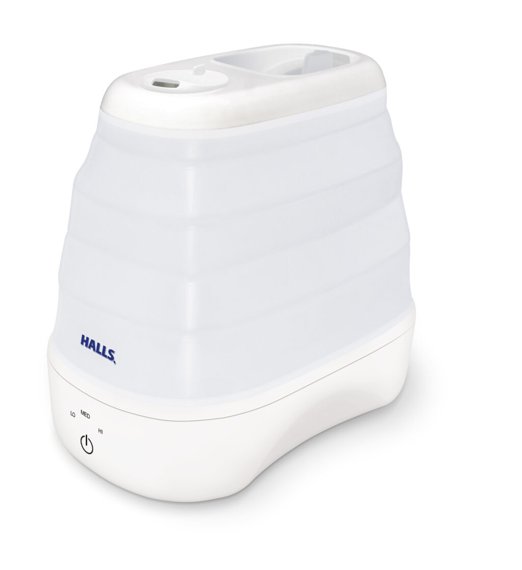 Crane x HALLS Crane x HALLS Collapsible Cool Mist Humidifier (EE-5958CWH) manufacturer image, showing the exact HALLS Collapsible Cool Mist Humidifier, 3.5 L / 1 U.S. gal., White configuration.