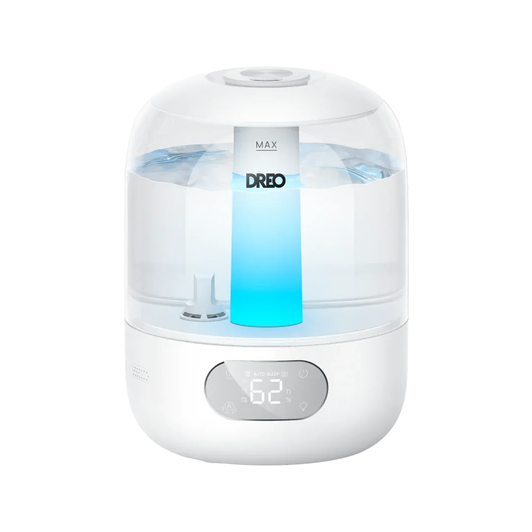 White Dreo HM306 standard 3L humidifier with a translucent tank and front humidity display