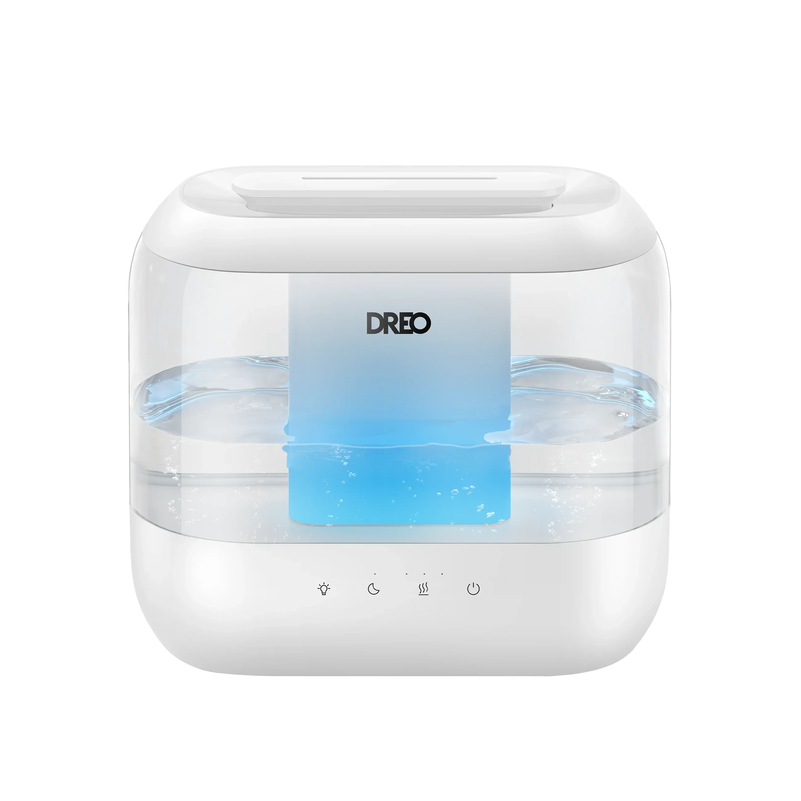 White Dreo HM311 4L humidifier with translucent reservoir, top-fill cover and front touch controls