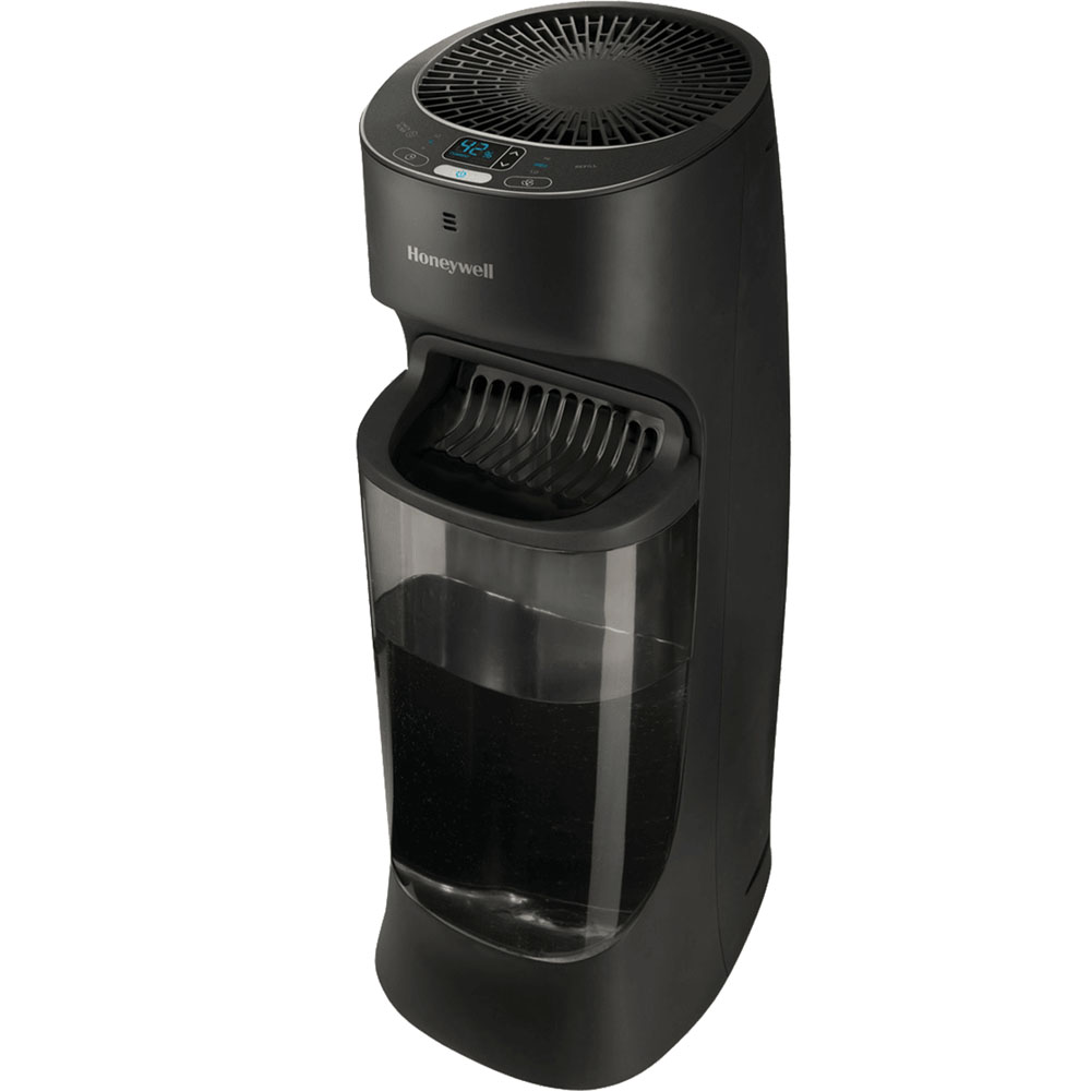 Honeywell HEV620B black top-fill tower humidifier with digital display