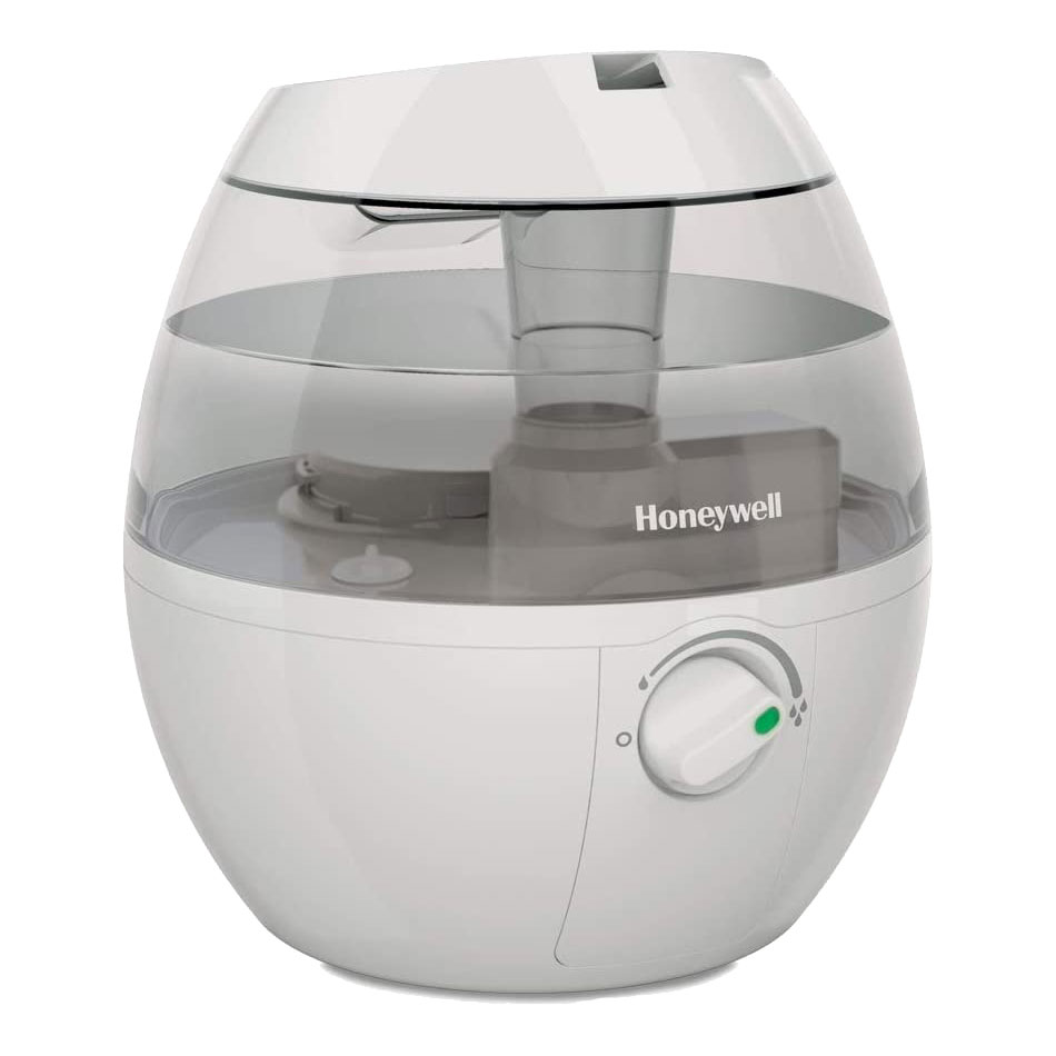 White Honeywell HUL520W MistMate ultrasonic humidifier with clear tank and front output dial