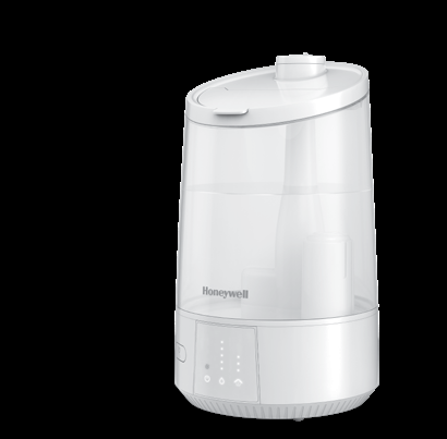 White Honeywell HUL588-series top-fill ultrasonic humidifier with electronic indicator controls