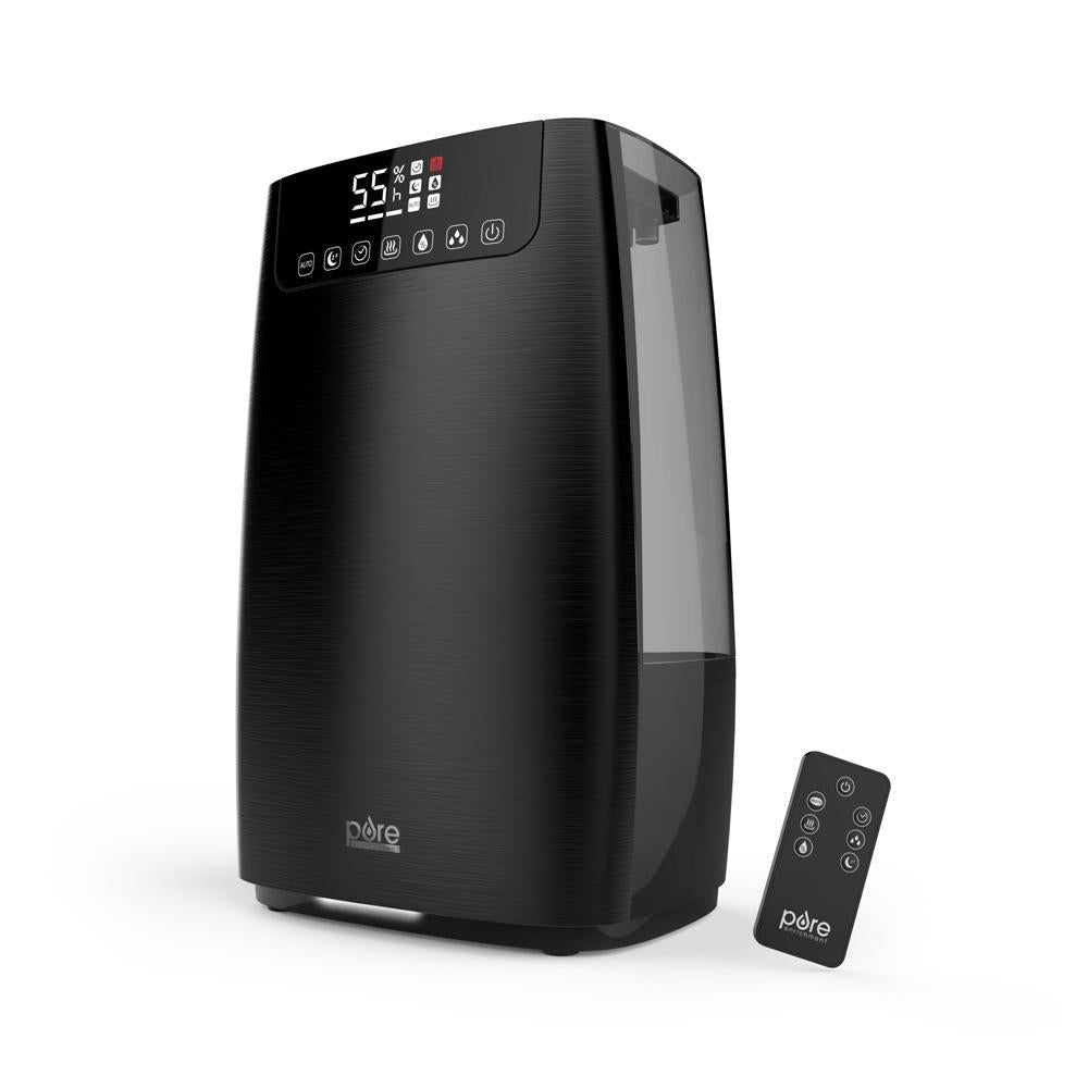 Black Pure Enrichment HUME XL Pro humidifier with digital controls and included remote.