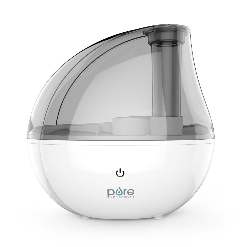 Humidificateur Pure Enrichment MistAire Silver PEHUMGRY avec réservoir translucide fumé et base blanche.