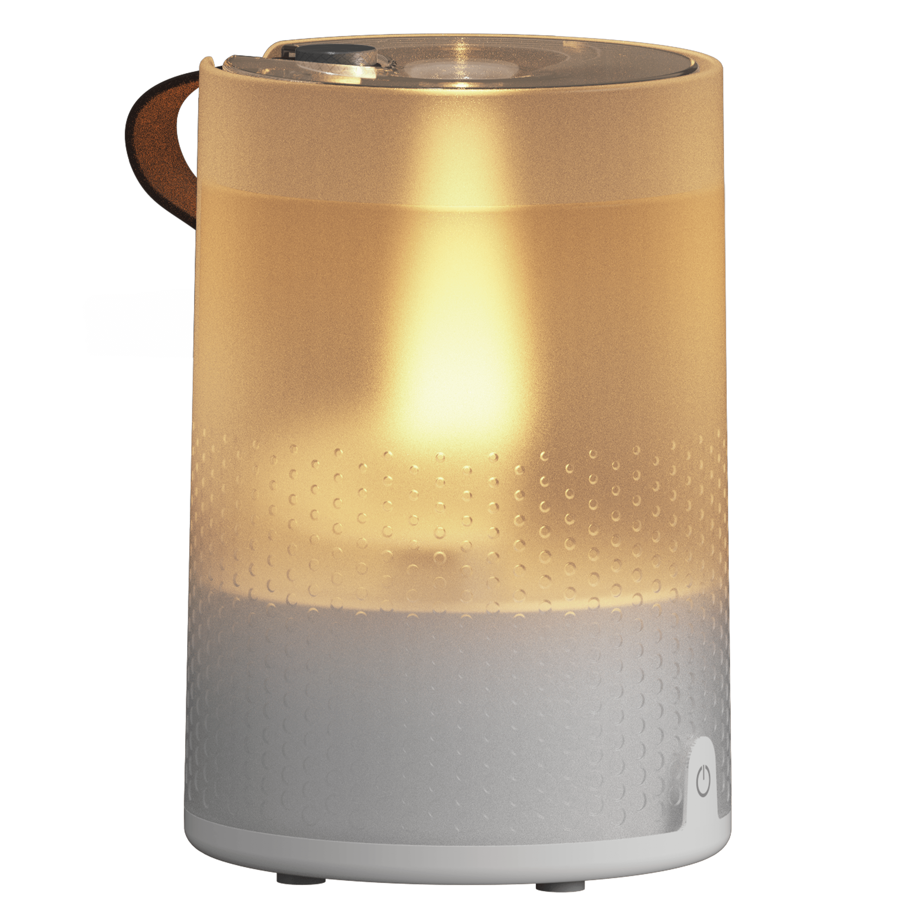 White Vornado Votiv 4 ultrasonic humidifier with an amber candle-like base glow